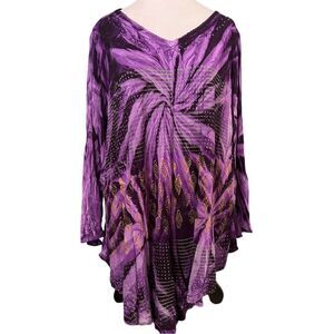 NWT Greater Good Purple Boho Sequined Tunic Morning Glory Sz L/XL
